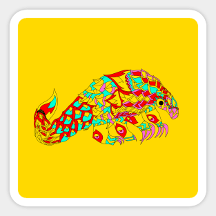 yellow scaly anteater pangolin ecopop Sticker